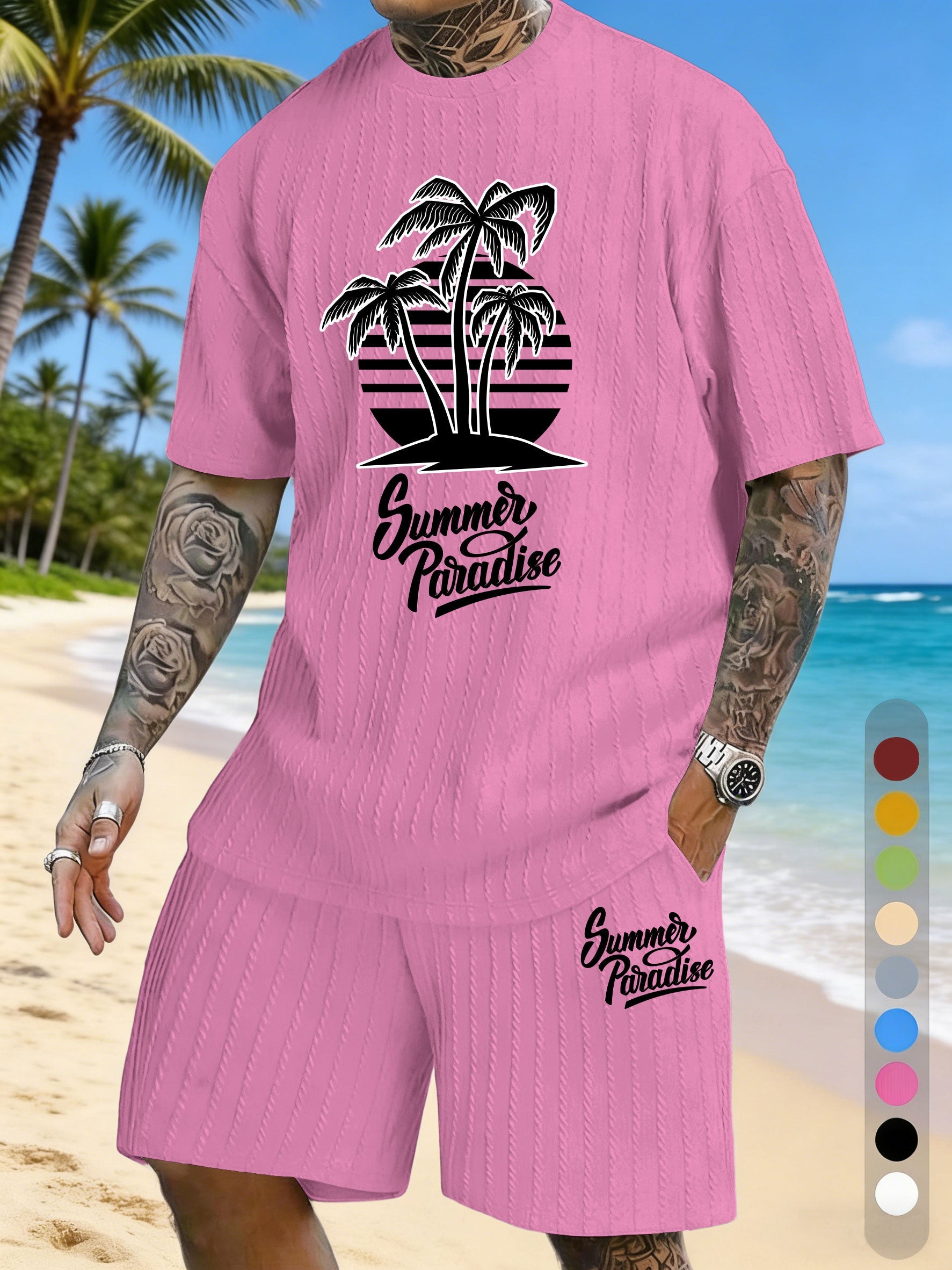 Simple Silhouette Print Texture Three-dimensional Jacquard Large Size Casual Set