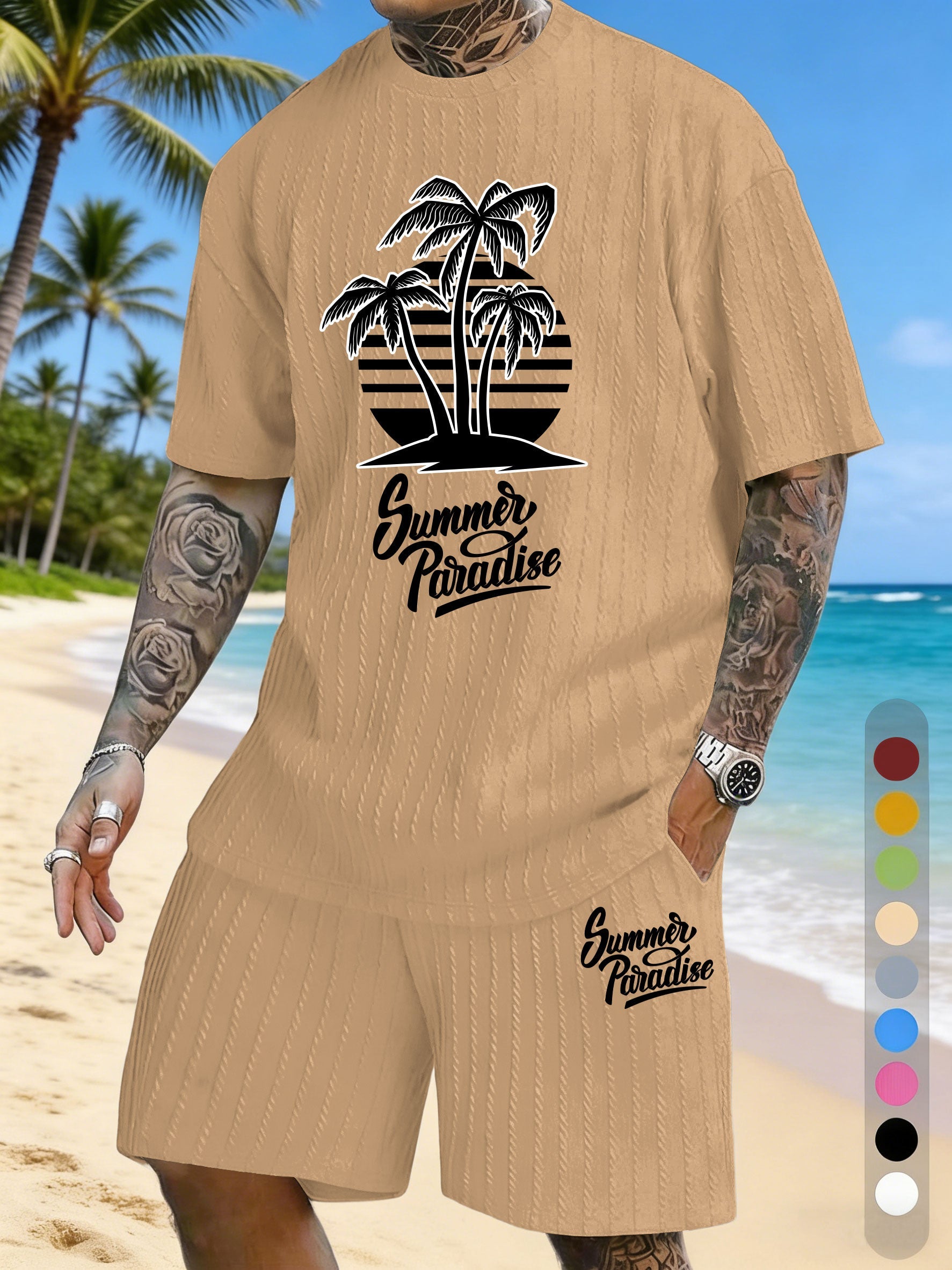 Simple Silhouette Print Texture Three-dimensional Jacquard Large Size Casual Set