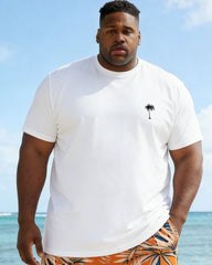 Men's Big & Tall Orange With White Short Sleeve T-Shirt Shorts Set