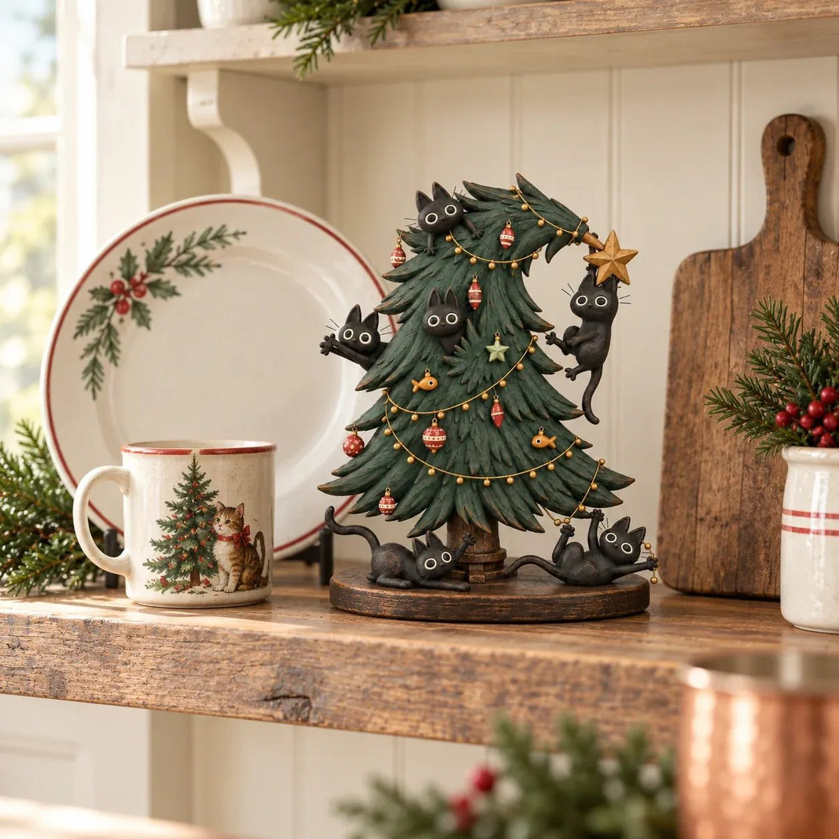 🎄 Cute Black Cat Christmas Tree Decor