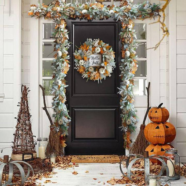 🍁On Sale Today Only🍂Fall Wreath with Pumpkin Maple Leaves🎃