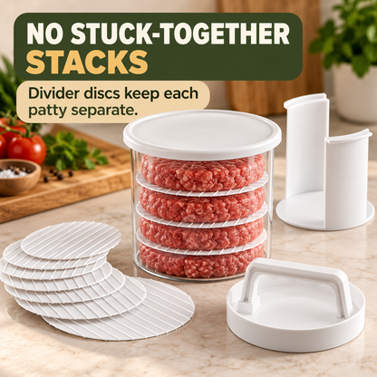 Separate burger patties with divider discs