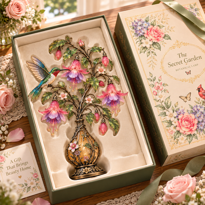 ⏰Limited Stock 50% OFF - 🌸 Hummingbird & Fuchsia Flower Lamp | Lighted Floral Table Decor ✨
