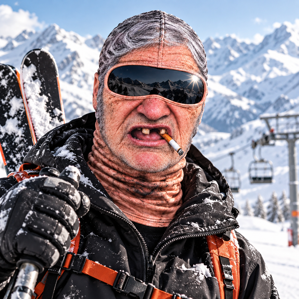 ❄️ Hilarious Old Man Face Ski Mask – Funny Winter Essential