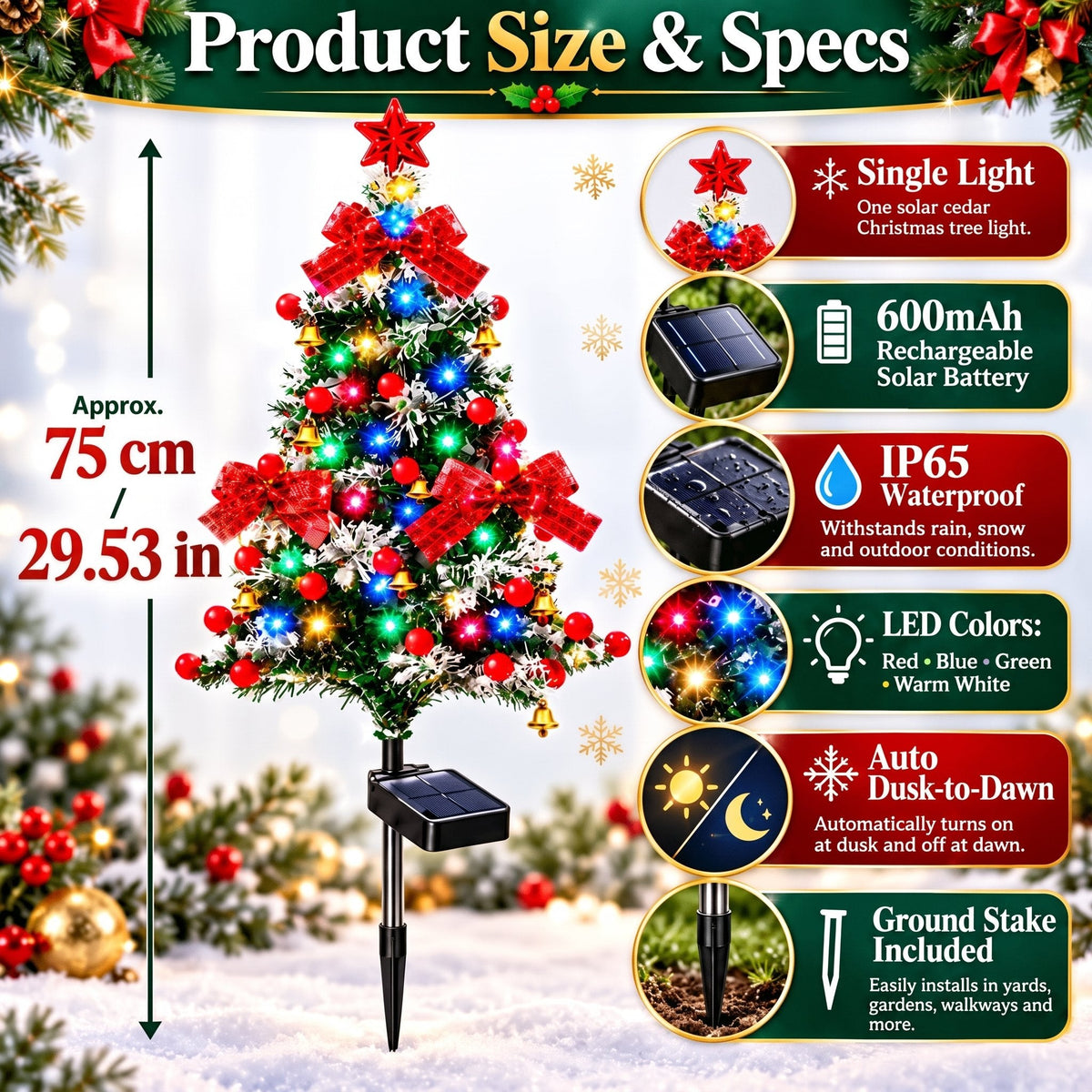 🎄✨ Solar-Powered Christmas Cedar Trees – Festive Garden & Porch Decor