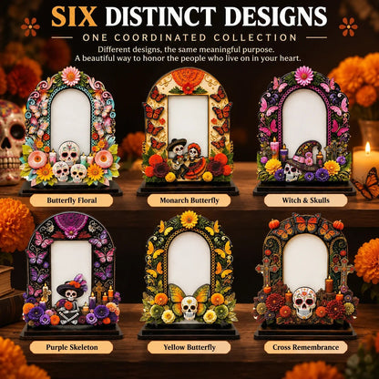 💀🕯️ Last Day 49% OFF – Day of the Dead Memorial Decor | 6-Piece Wooden Photo Frame Set