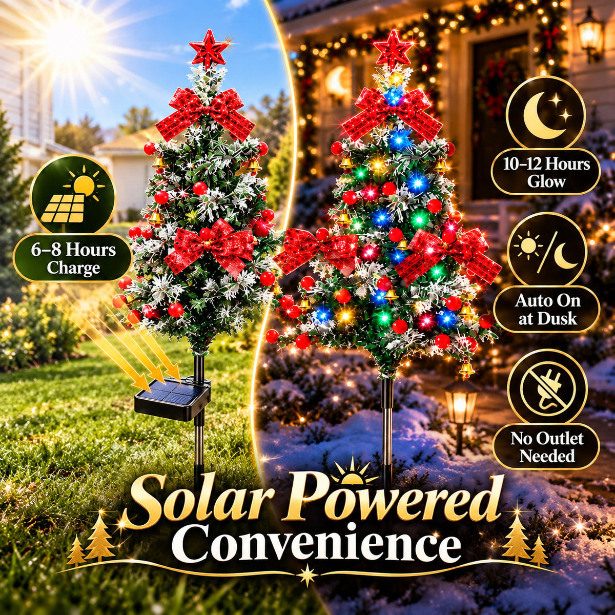 🎄✨ Solar-Powered Christmas Cedar Trees – Festive Garden & Porch Decor