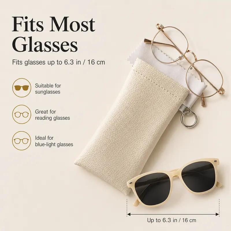 🔥HOT SALE✨ Soft PU Leather Sunglasses Pouch Elastic Opening Eyeglasses Bag