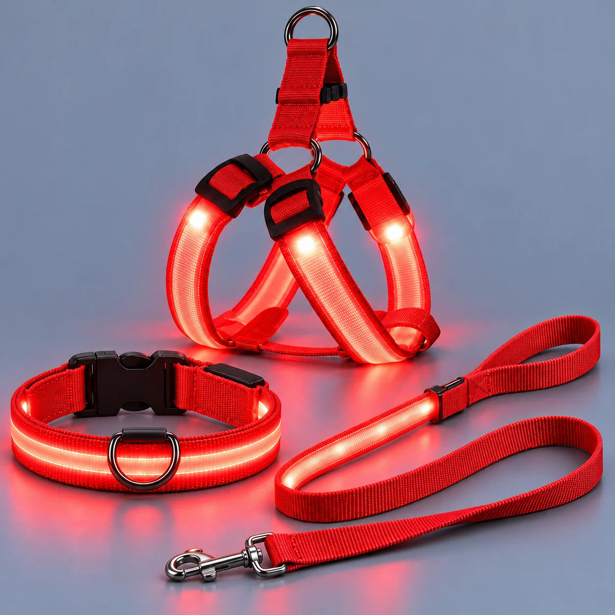 🐶✨ Glow & Go | LED Dog Harness & Leash Set