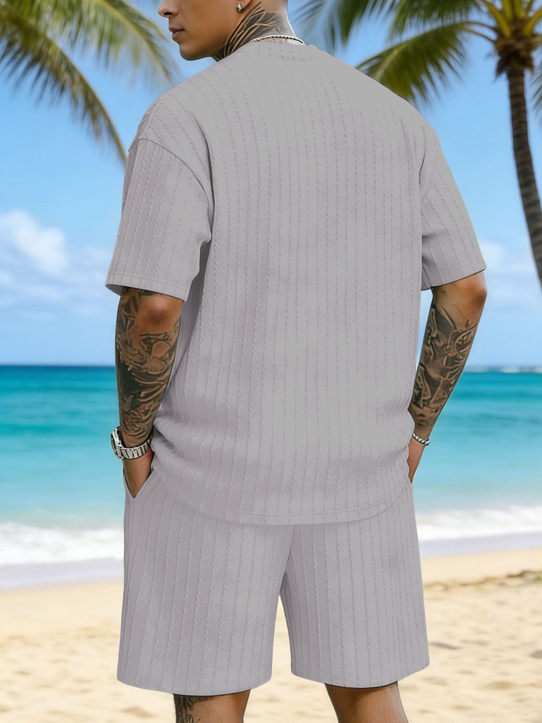 Simple Silhouette Print Texture Three-dimensional Jacquard Large Size Casual Set