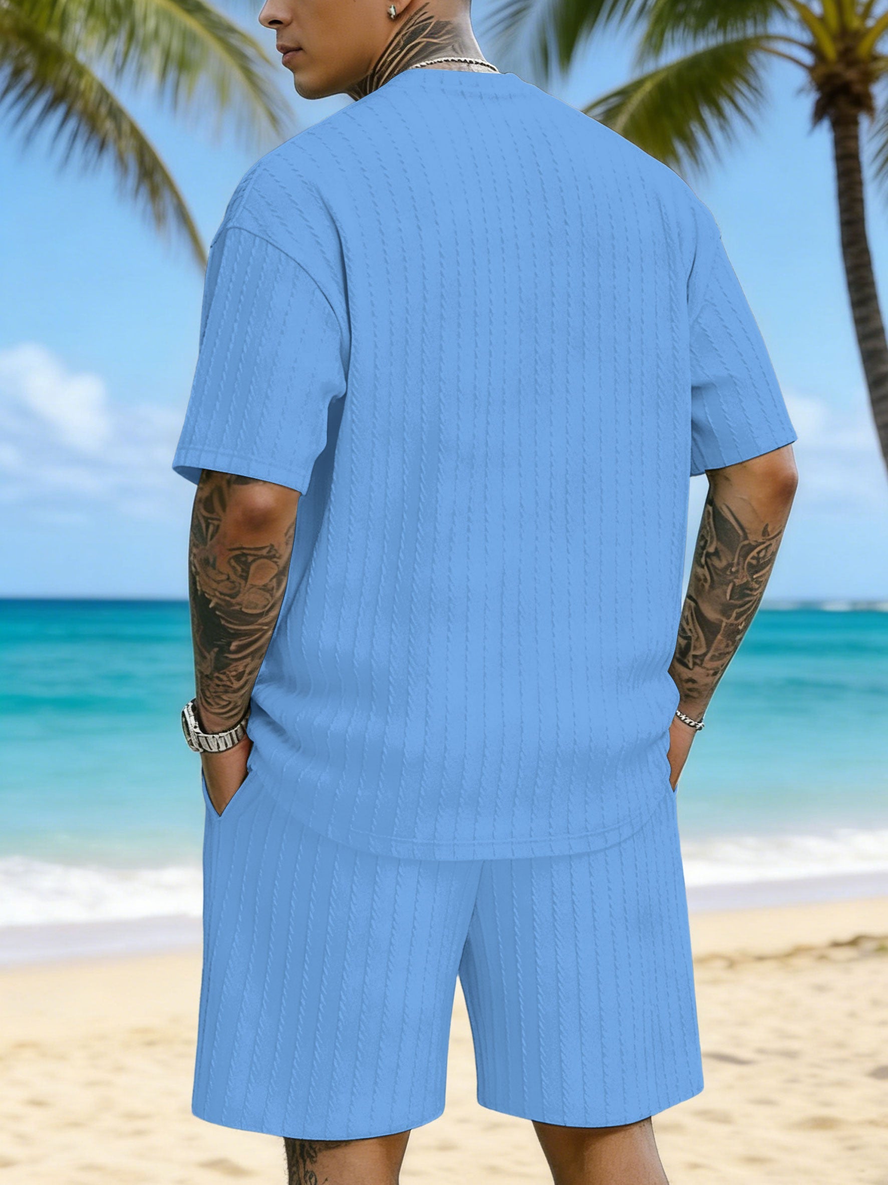 Simple Silhouette Print Texture Three-dimensional Jacquard Large Size Casual Set
