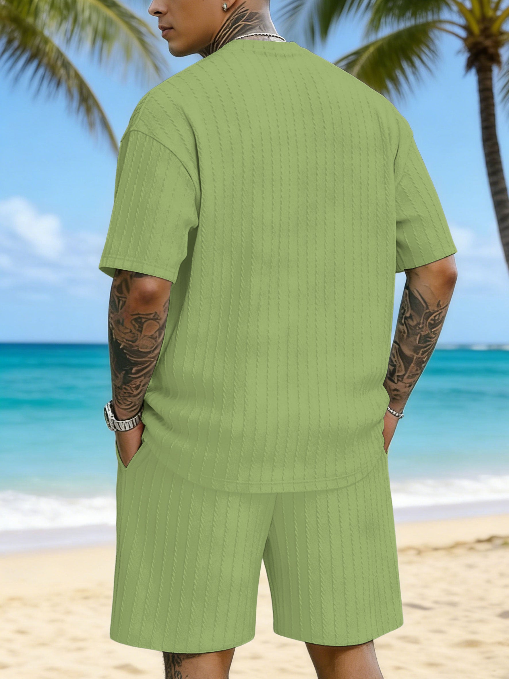 Simple Silhouette Print Texture Three-dimensional Jacquard Large Size Casual Set