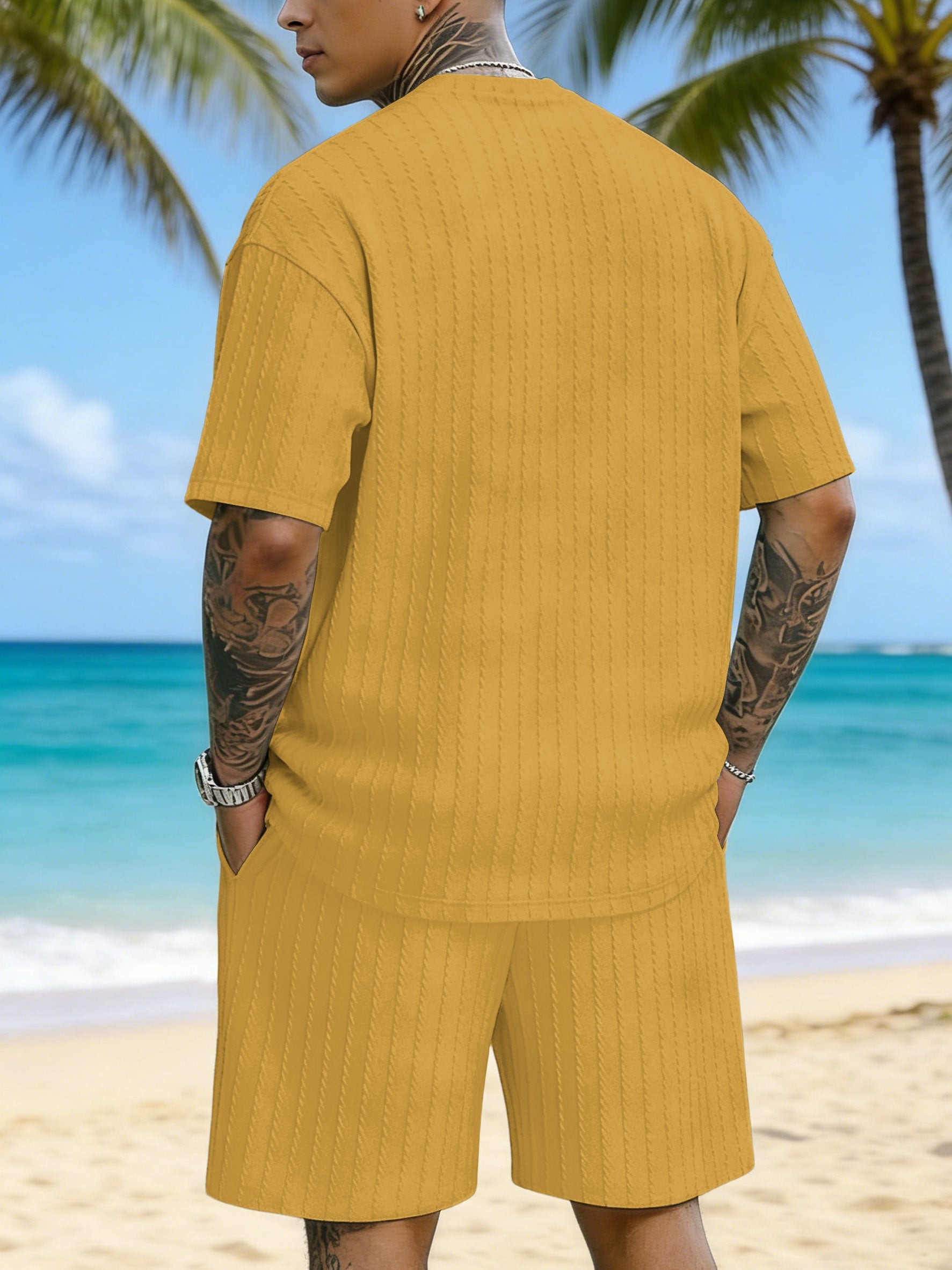Simple Silhouette Print Texture Three-dimensional Jacquard Large Size Casual Set