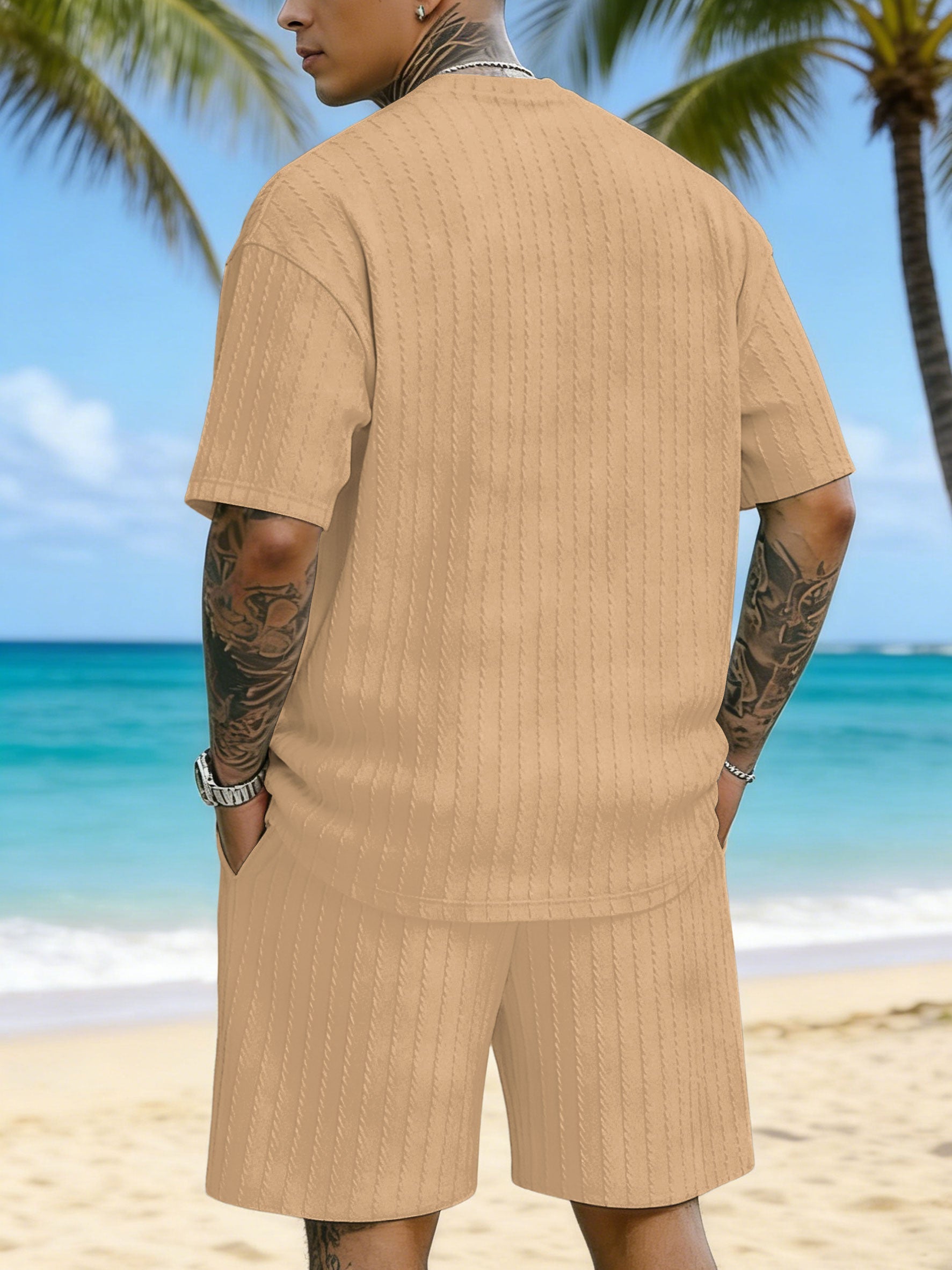 Simple Silhouette Print Texture Three-dimensional Jacquard Large Size Casual Set
