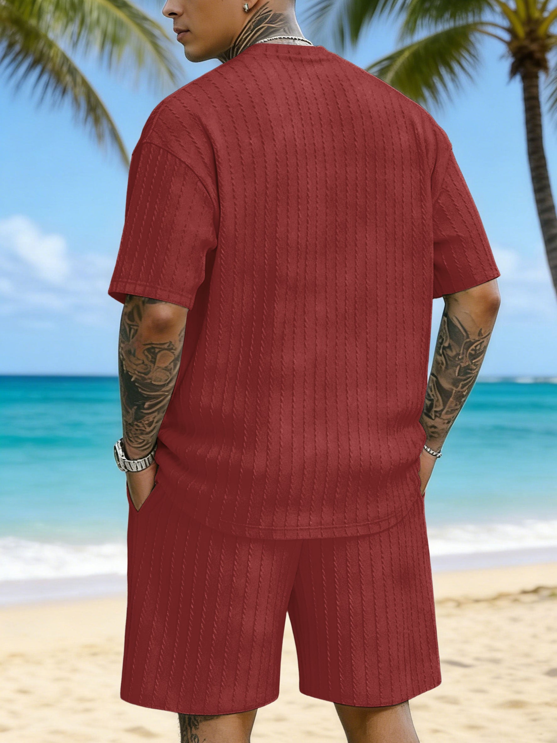 Small Print Texture Three-dimensional Jacquard Large Size Casual Suit
