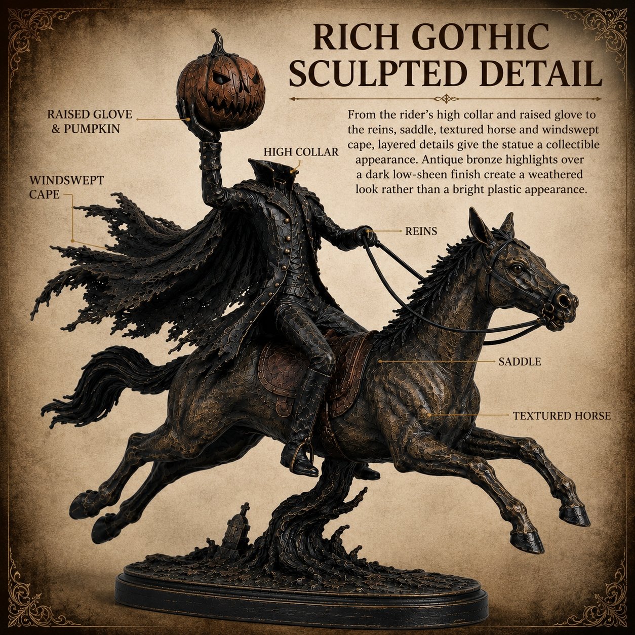 🔥Limited Stock 50% OFF - Midnight Chase Headless Horseman Statue