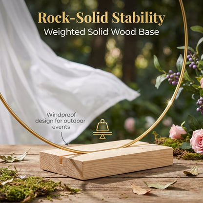 🌸 50% OFF! Gold Hoop Christmas Centerpiece with Wooden Stand & LED Lights – DIY Festive Table Decor