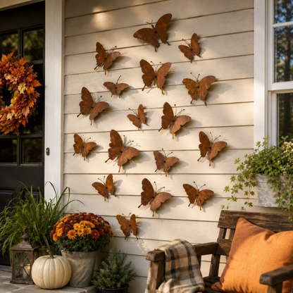 15-Piece Rustic Metal Butterfly Wall Décor Set – Transform Any Wall Into Garden Art