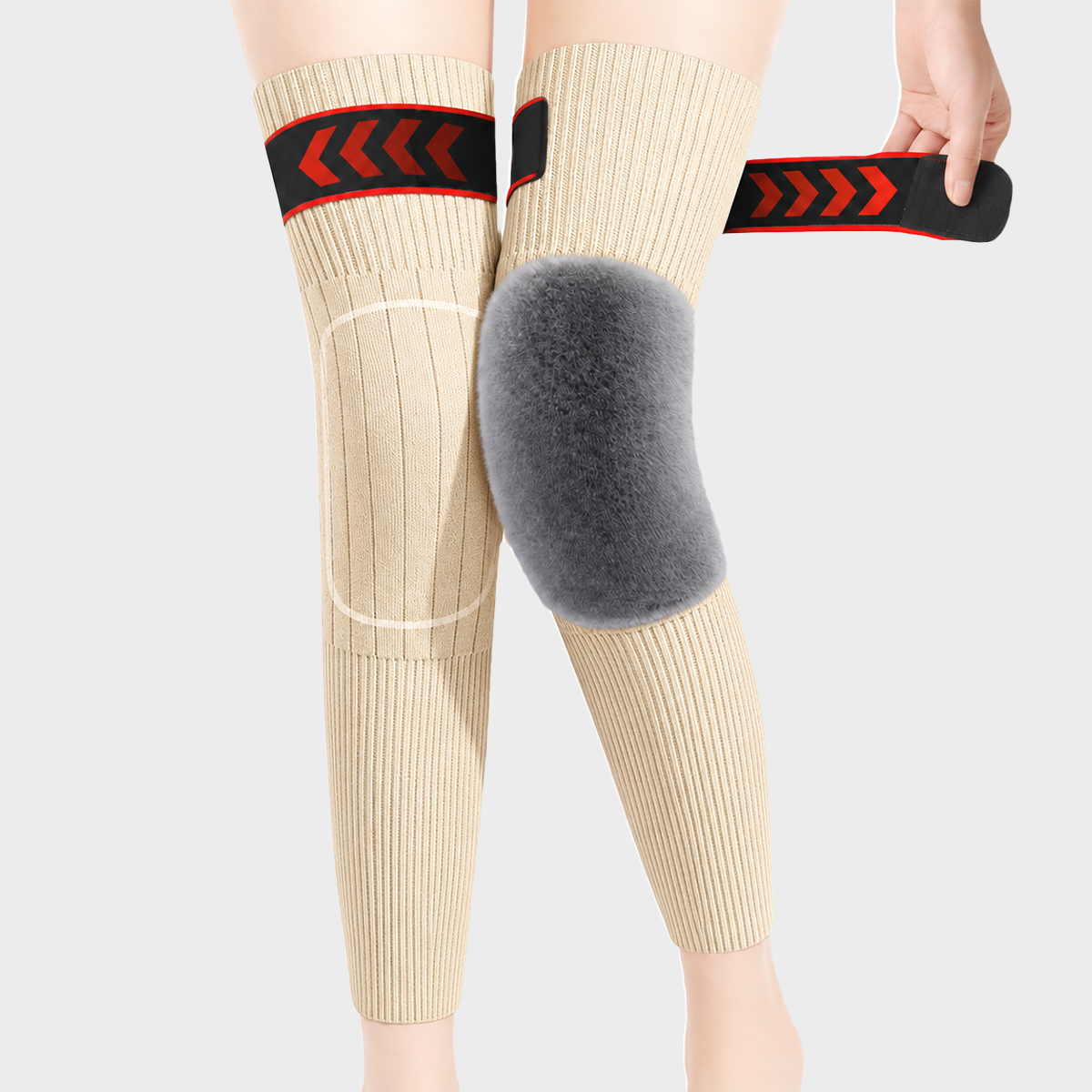 Long Knee Pads for Men and Women, One Size with Thick Wool Lining ??