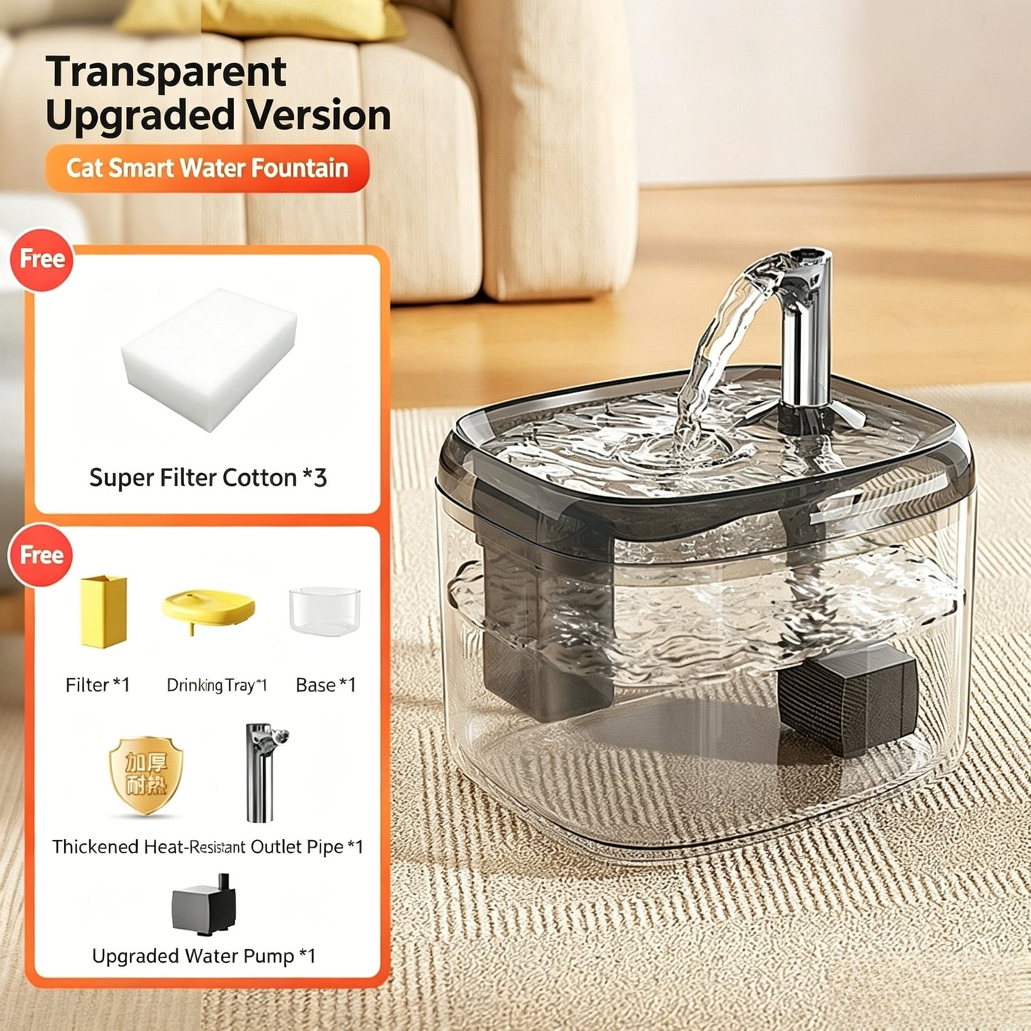 Quiet Cat Water Fountain With Filter (Automatic Circulation)