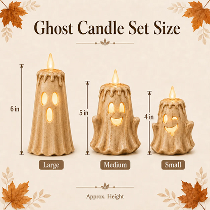 🔥Halloween Early Bird Sale🎃3-Piece Halloween Ghost Flameless Candle Set withRemote Timer
