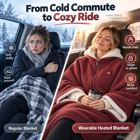 🔥🔥🔥8-Zone Heated Blanket & Wearable Shawl – 3 Heat Levels, USB Powered
