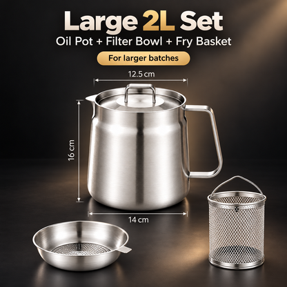 🔥Best Sale🔥-🍟 3-in-1 Stainless Steel Deep Fryer Pot with Oil Filter & Fry Basket