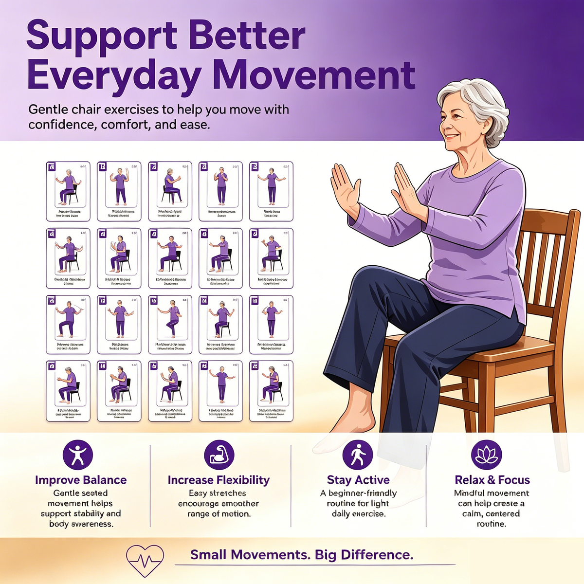 Tai Chi Chair Workout Chart For Seniors (16 X 24 Inches)