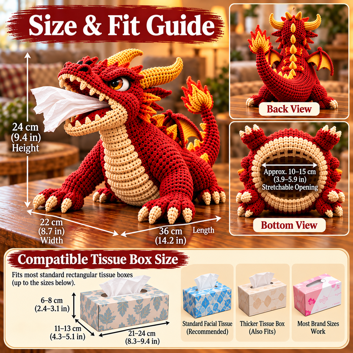 🔥Last Day 50% OFF- 🐉 DIY Crochet Tissue Box Kit | Funny Fantasy Home Decor 🧶