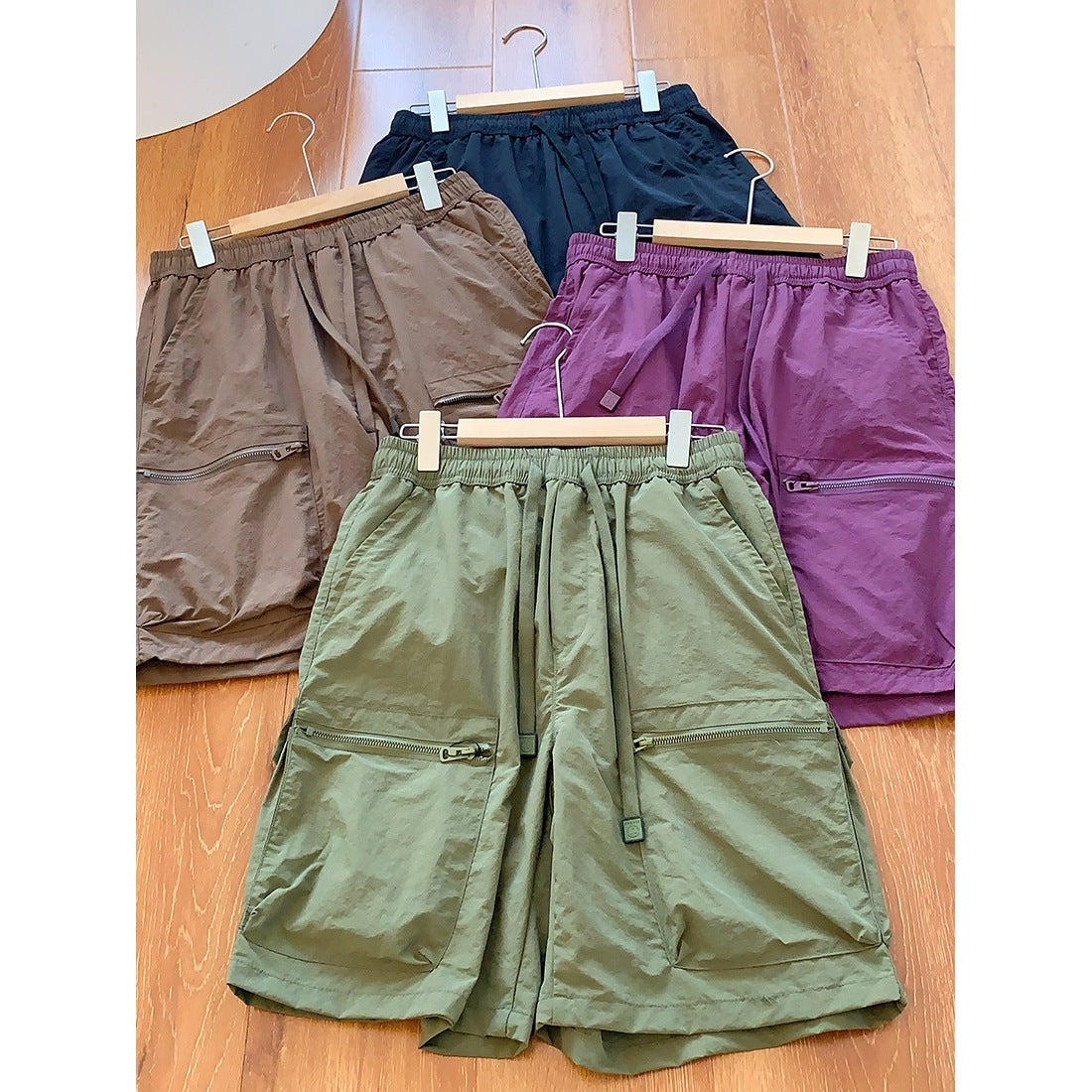 Tooling Wind! Three-dimensional Big Pockets! Summer Men's Elastic Waist Lace-up Pants Shorts Fashion