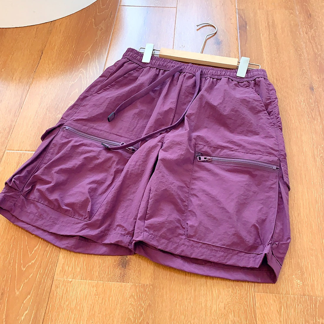 Tooling Wind! Three-dimensional Big Pockets! Summer Men's Elastic Waist Lace-up Pants Shorts Fashion