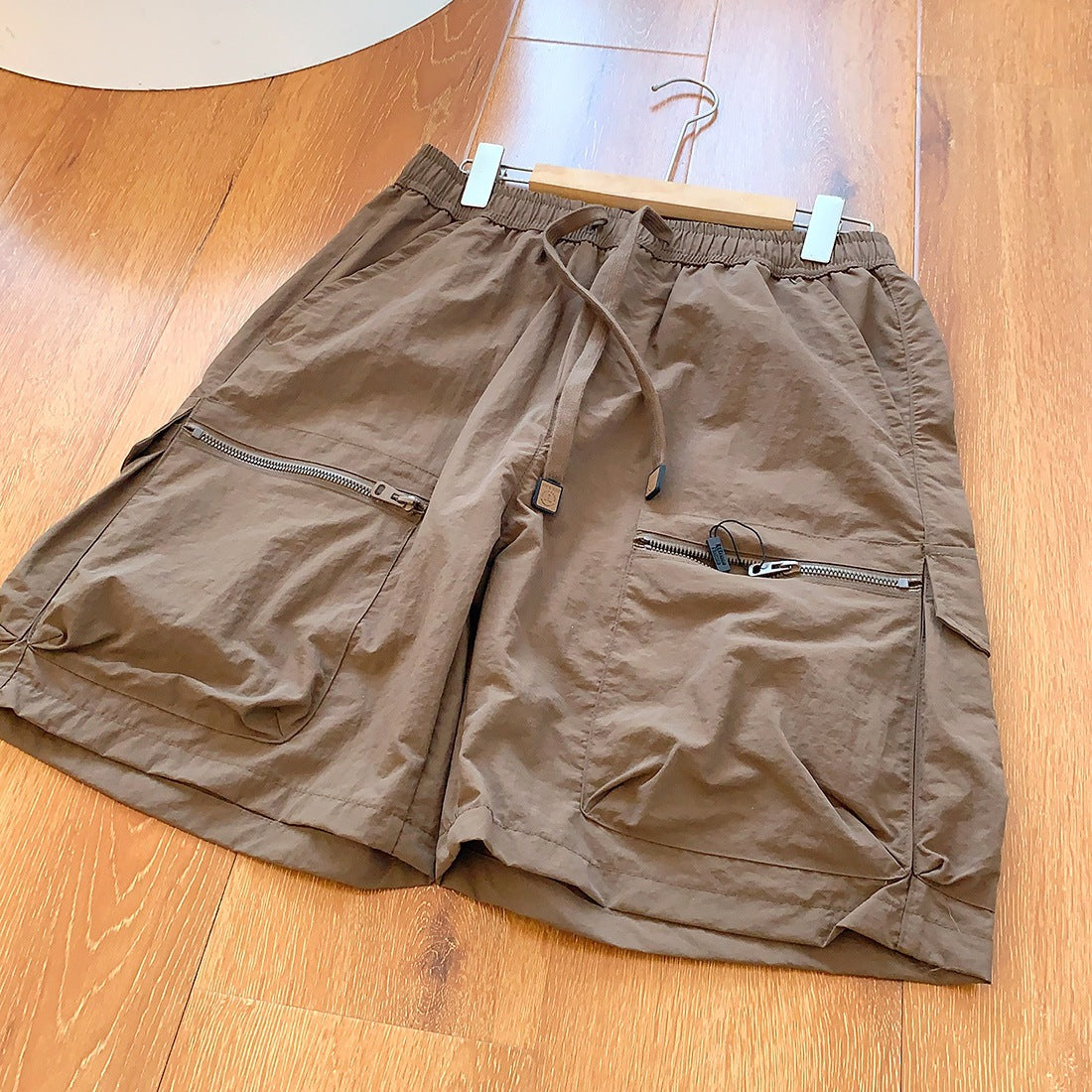 Tooling Wind! Three-dimensional Big Pockets! Summer Men's Elastic Waist Lace-up Pants Shorts Fashion