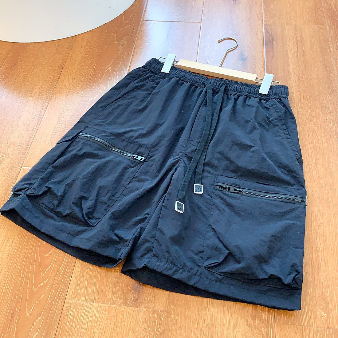 Tooling Wind! Three-dimensional Big Pockets! Summer Men's Elastic Waist Lace-up Pants Shorts Fashion