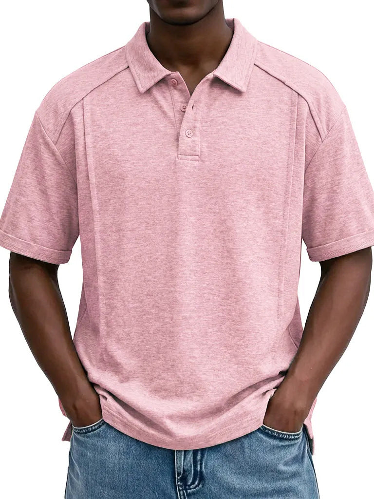 Men's Casual Short-Sleeve Button Lel Polo Shirt S-5XL
