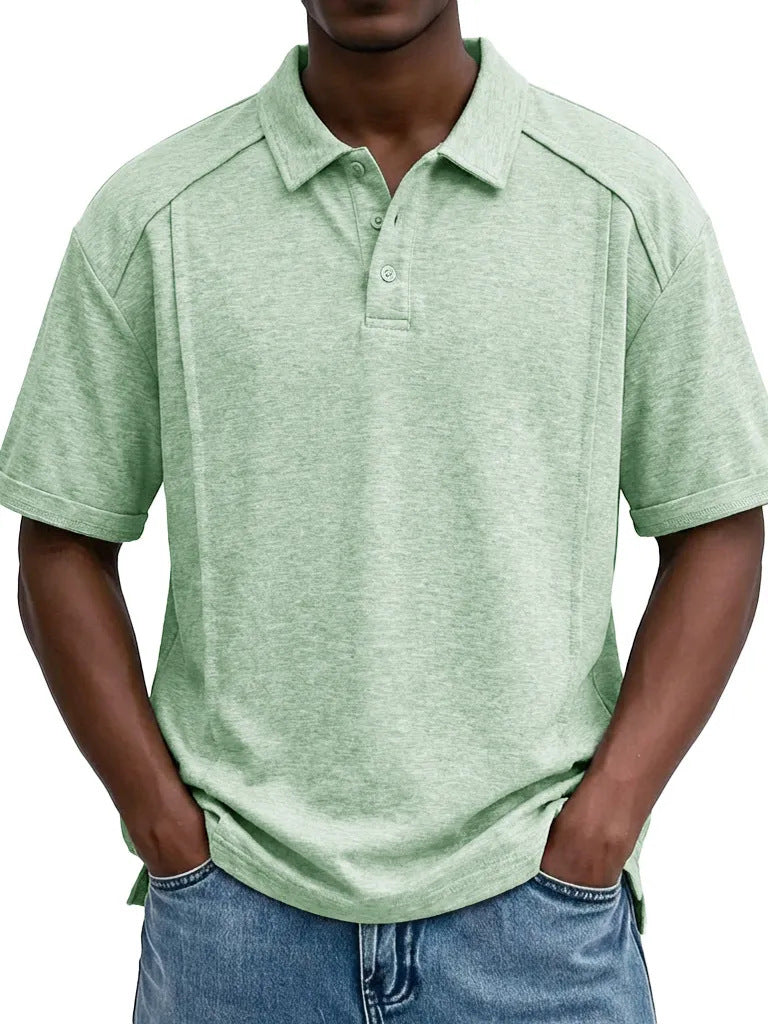 Men's Casual Short-Sleeve Button Lel Polo Shirt S-5XL