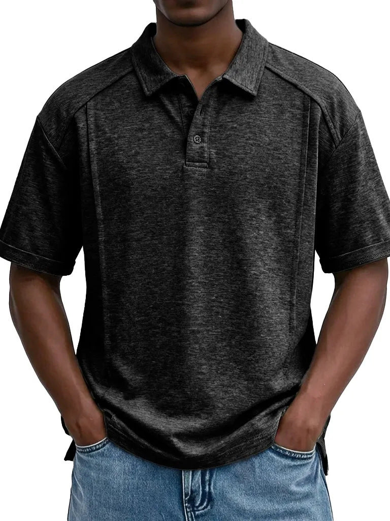 Men's Casual Short-Sleeve Button Lel Polo Shirt S-5XL