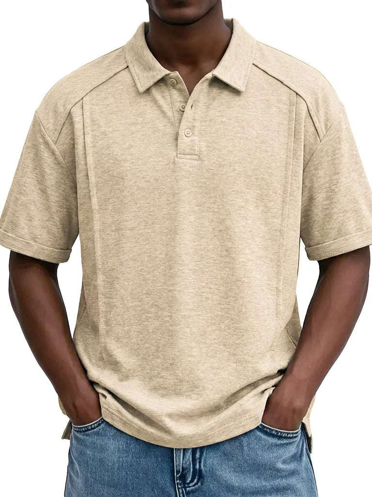 Men's Casual Short-Sleeve Button Lel Polo Shirt S-5XL