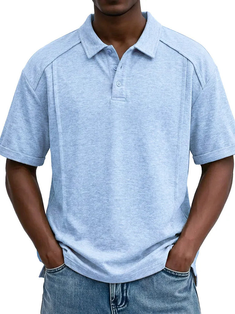 Men's Casual Short-Sleeve Button Lel Polo Shirt S-5XL