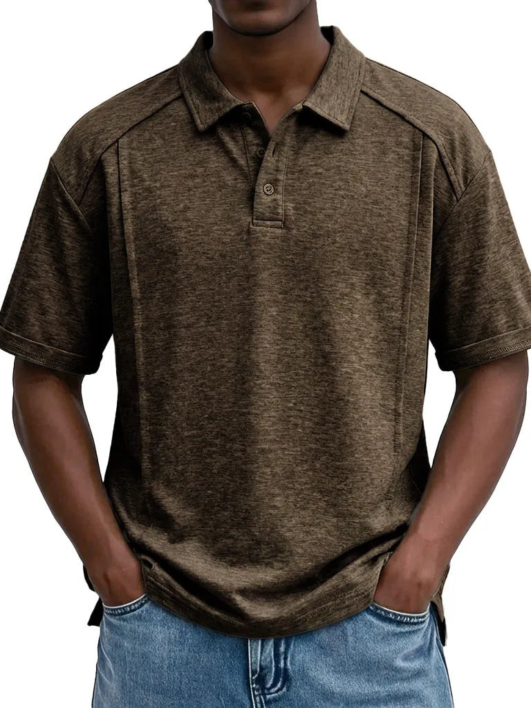 Men's Casual Short-Sleeve Button Lel Polo Shirt S-5XL