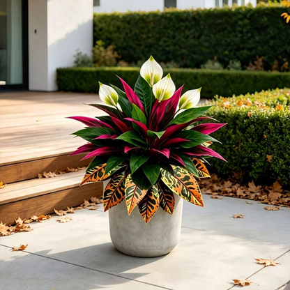 3pcs Set Autumn Red & White Contrast Artificial Plants, Realistic Faux Autumn Greenery, Decorative Artificial Shrub