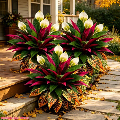 3pcs Set Autumn Red & White Contrast Artificial Plants, Realistic Faux Autumn Greenery, Decorative Artificial Shrub