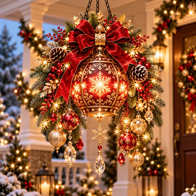 🎄 ✨ Light Up Your Christmas – Pre-Lit Lantern & Evergreen Porch Decor | 6 Festive Styles