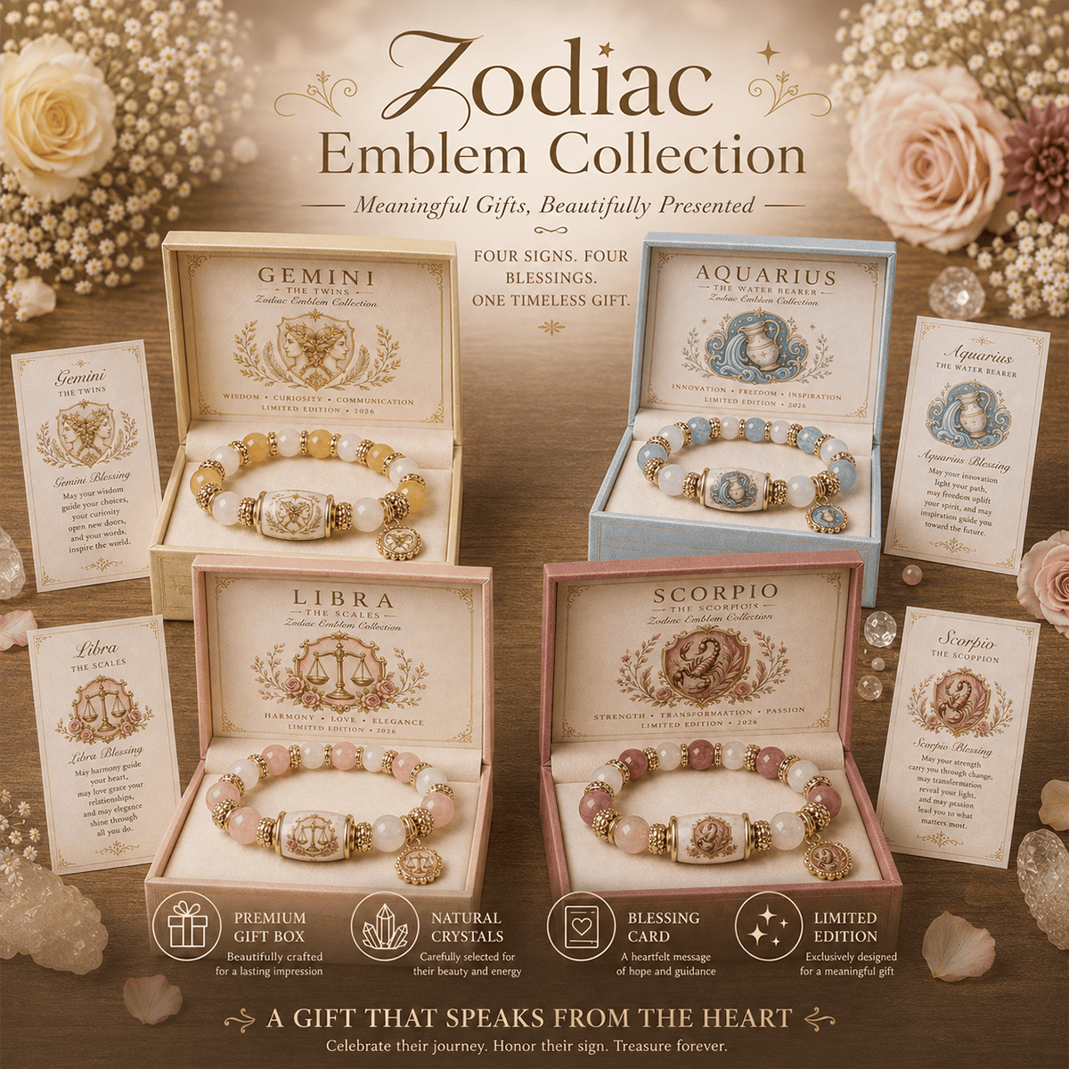 🔥🔥Limited Edition💫 12 Zodiac Bracelet – Natural Chalcedony, Your Sign, Your Energy