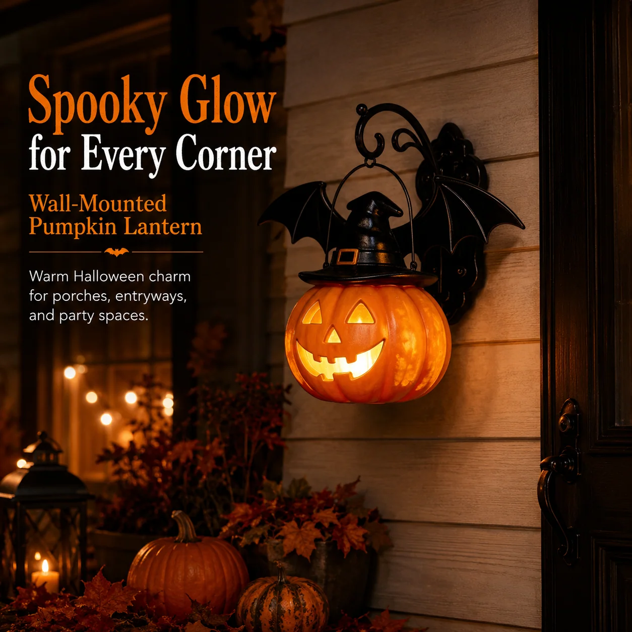 Bat Hat Pumpkin Wall Lamp