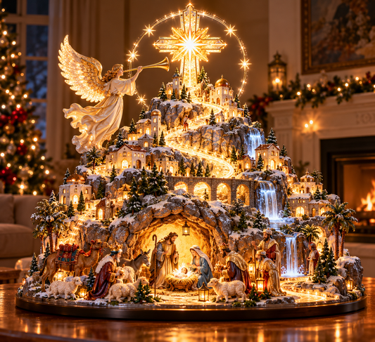 ✝️✨ Heavenly Nativity Mountain™ – Illuminated Bethlehem Faith Village & Christmas Tabletop Light
