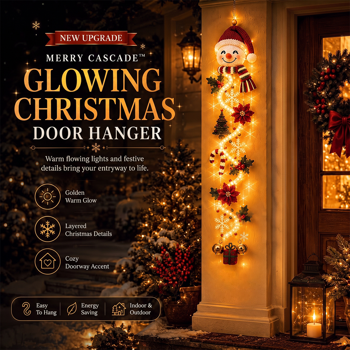 ? Last Day 49% OFF ¨C ??MerryCascade? Glowing Christmas Door Hanger | 6 Festive Light Designs?