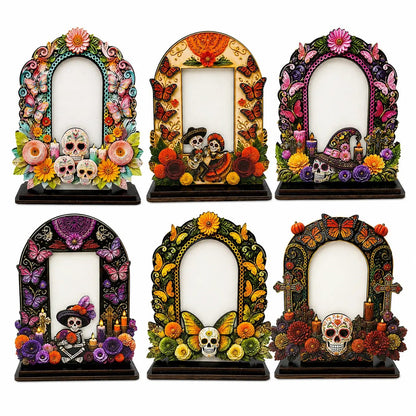 💀🕯️ Last Day 49% OFF – Day of the Dead Memorial Decor | 6-Piece Wooden Photo Frame Set