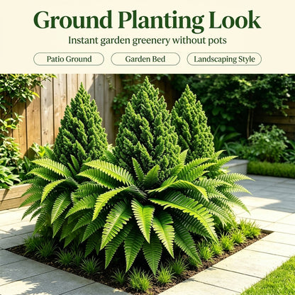 💥Last Day 70% OFF🌱 Lush Artificial UV Resistant Pine & Boston Fern Potted Plant