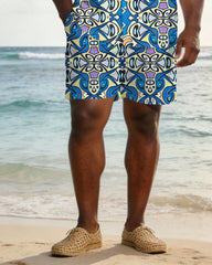 Men's Plus Size Hawaiian Baroque Print Short Sleeve Shirt Shorts Set