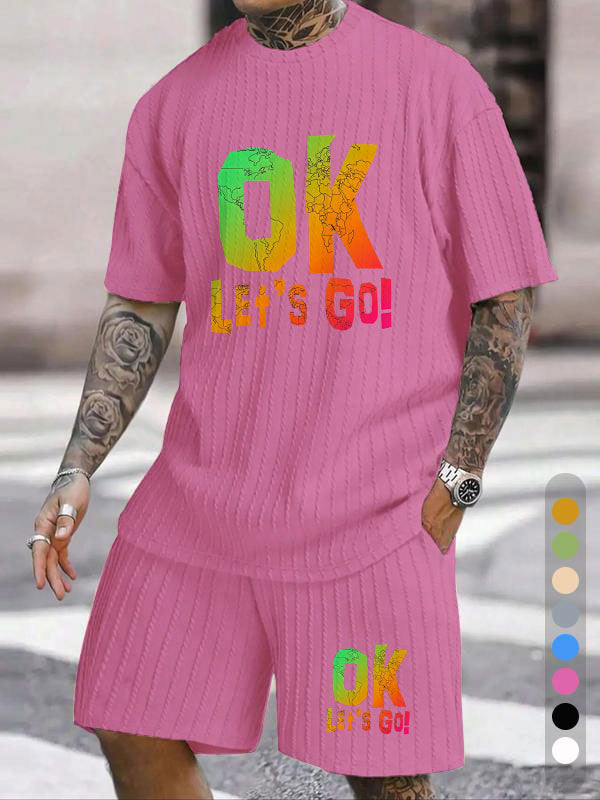 OK LET'S GO Gradient Map Print Texture Pattern Large Size Set